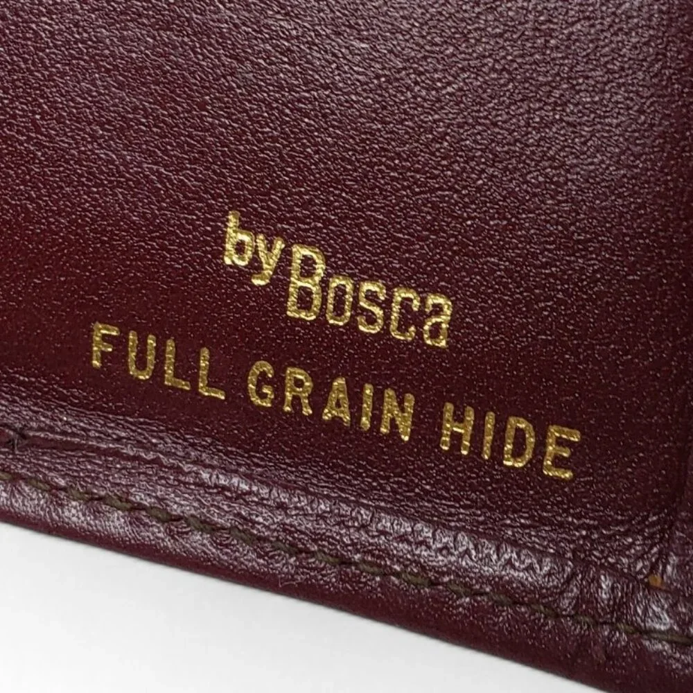 Vintage Bosca Wallet Women’s Burgundy Leather Bi Fold Snap Closure